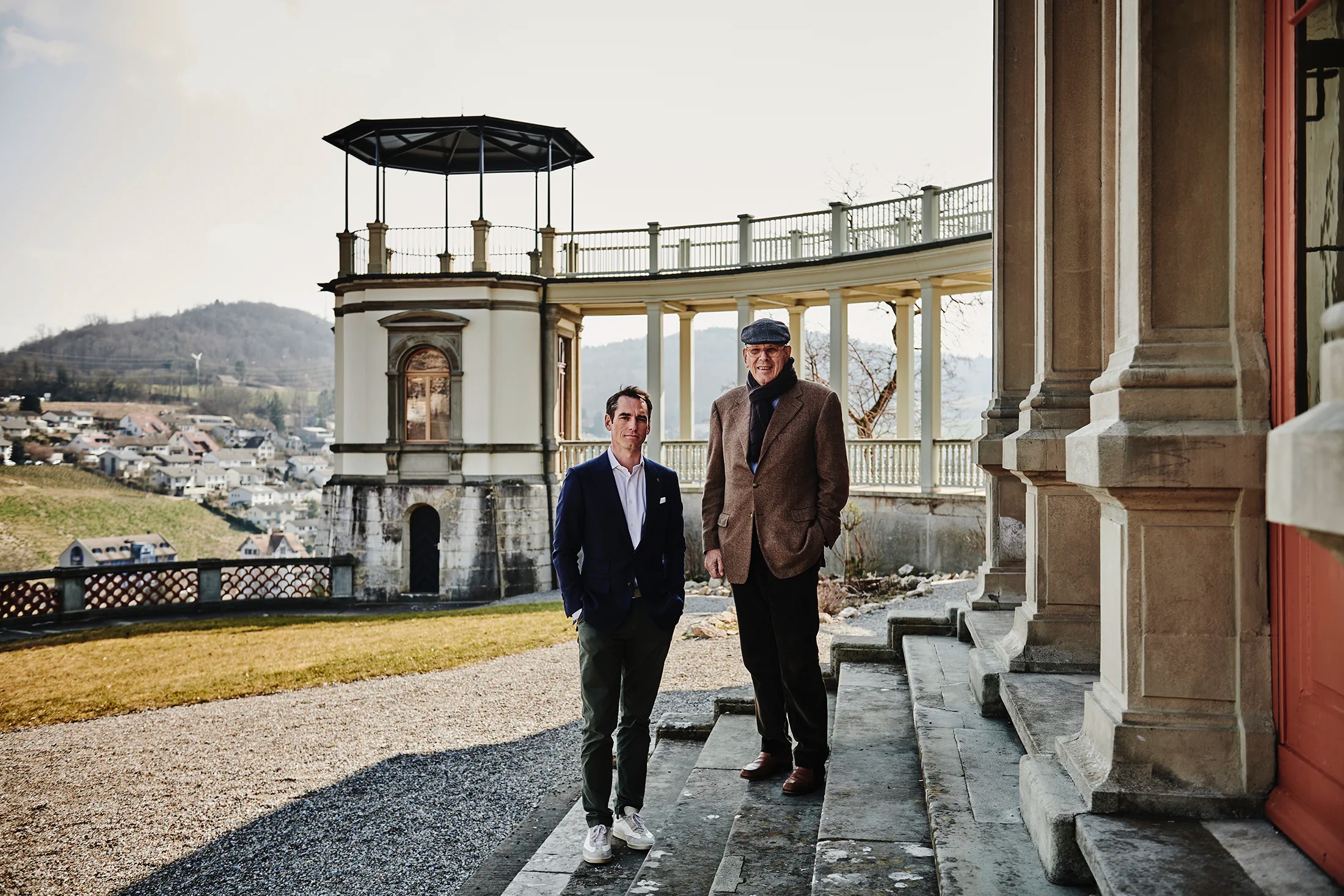 Two men staying outside