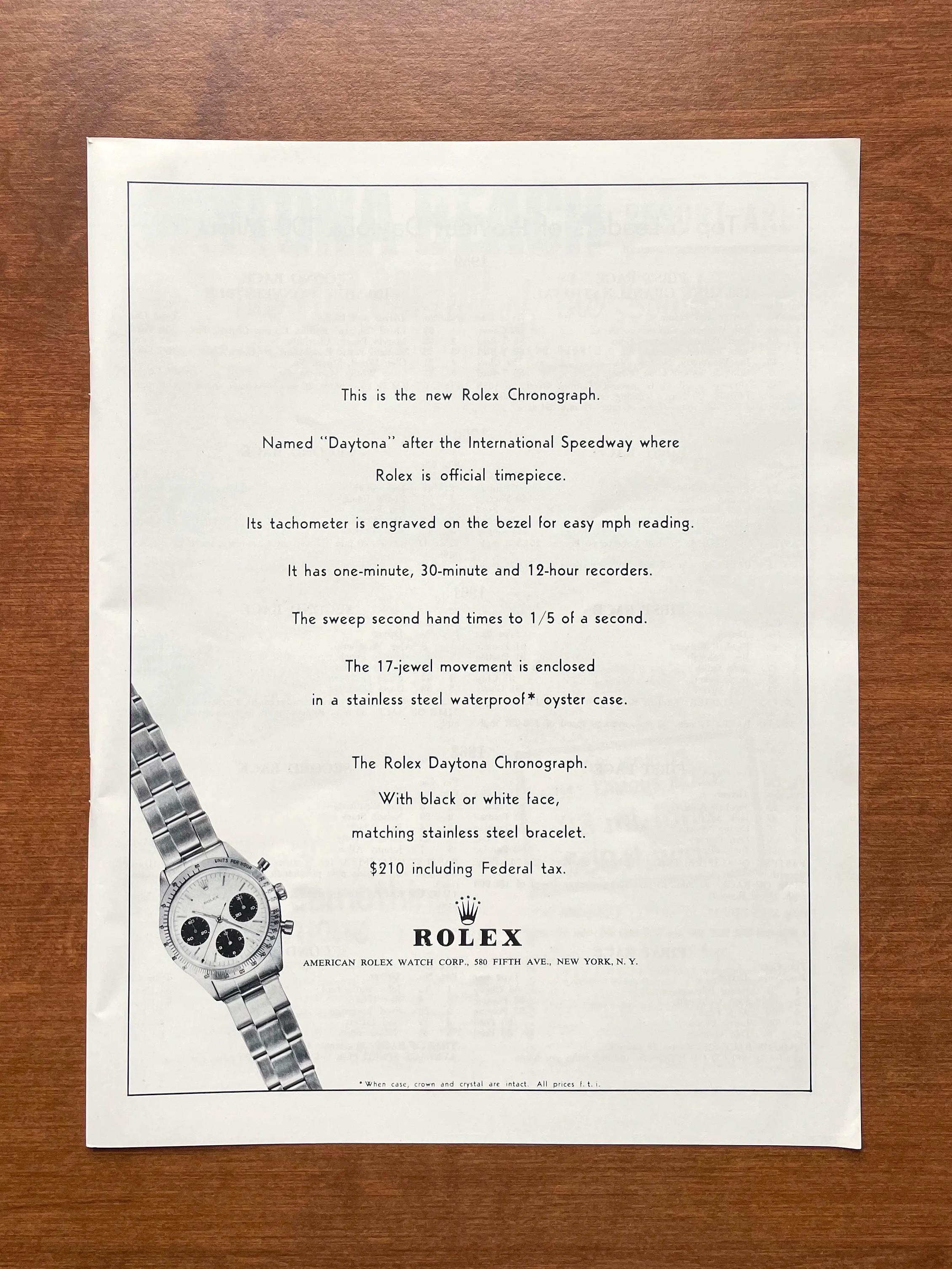 A Rolex advertisement for the Daytona 