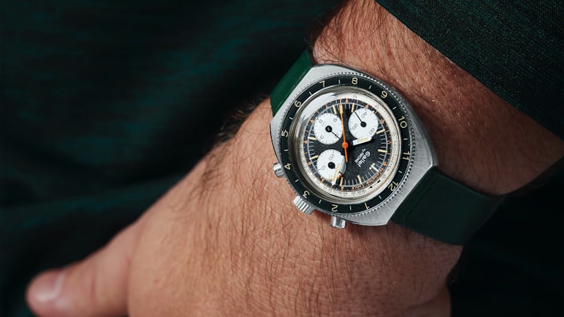 A vintage Gallet By Racine chronograph on the wrist