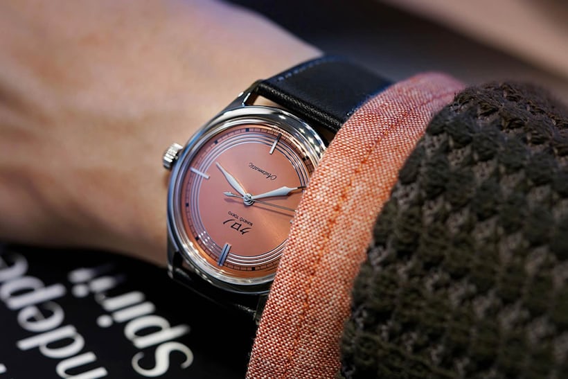 A man wears a Kurono Tokyo wristwatch