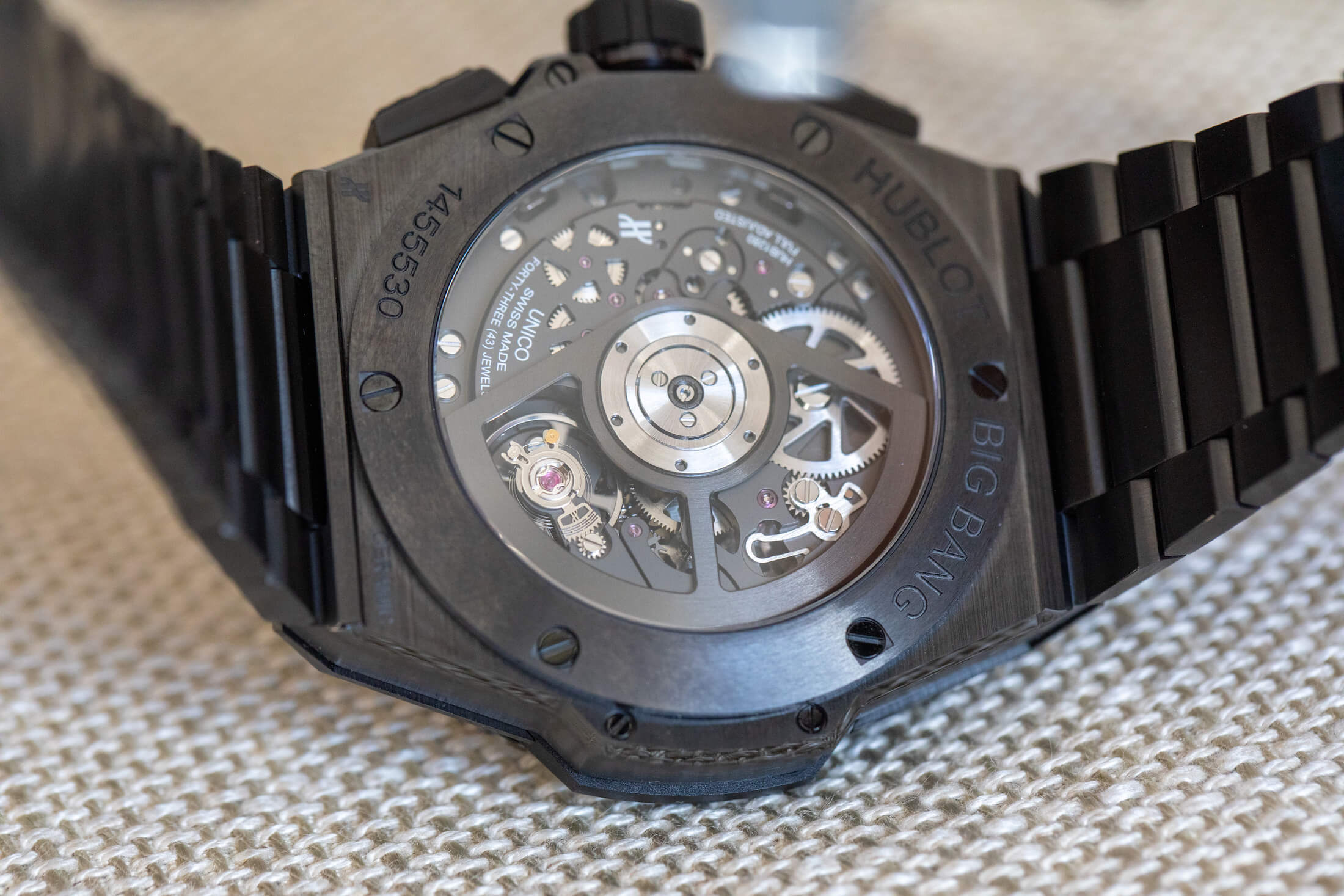 ウブロ　ビッグ・バン ウニコ インテグラル ブラックセラミックのケースバック