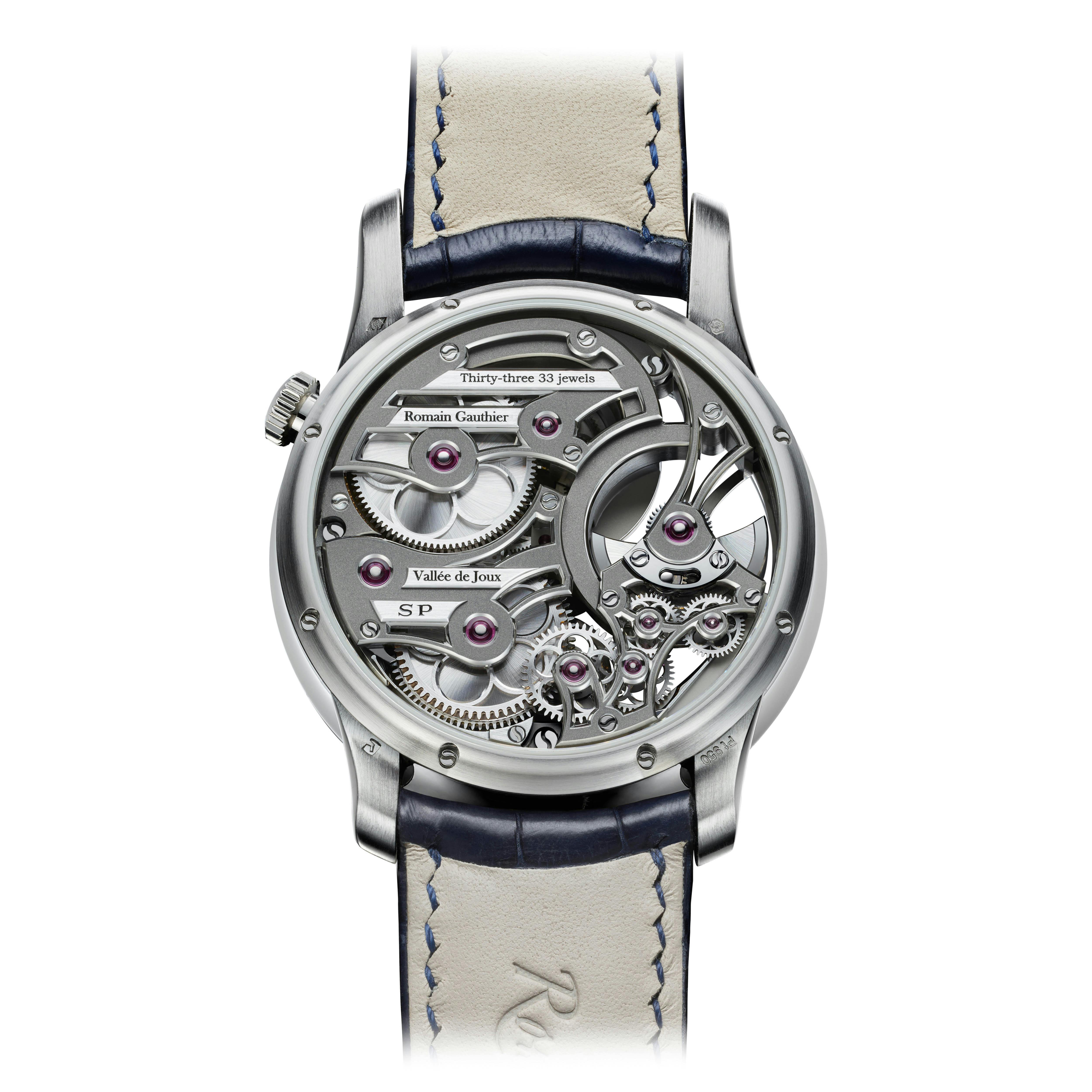 プラチナ製のインサイト・マイクロローター・スケルトンの裏側