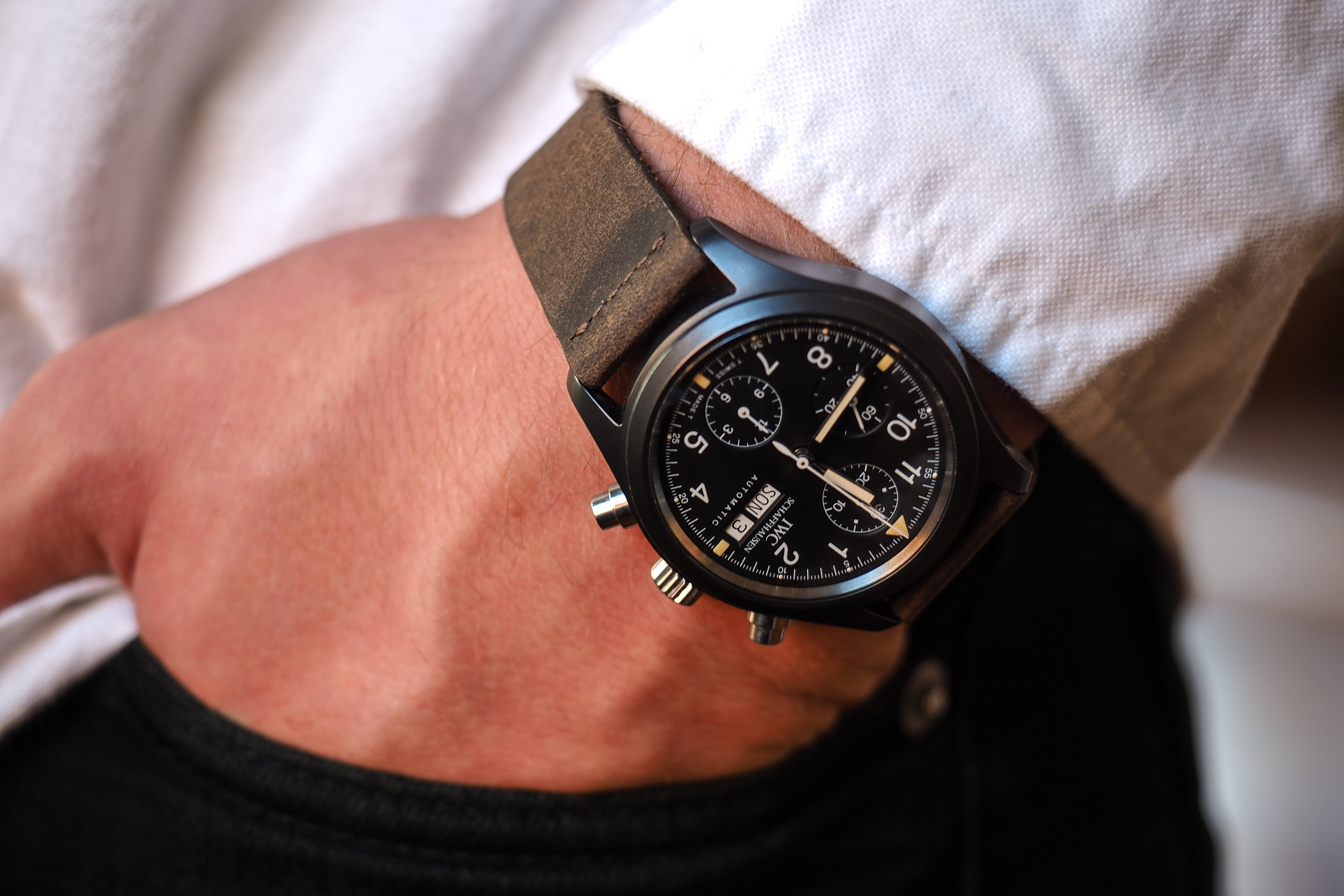 iwc ceramic 3705 fliegerchronograph wrist shot 