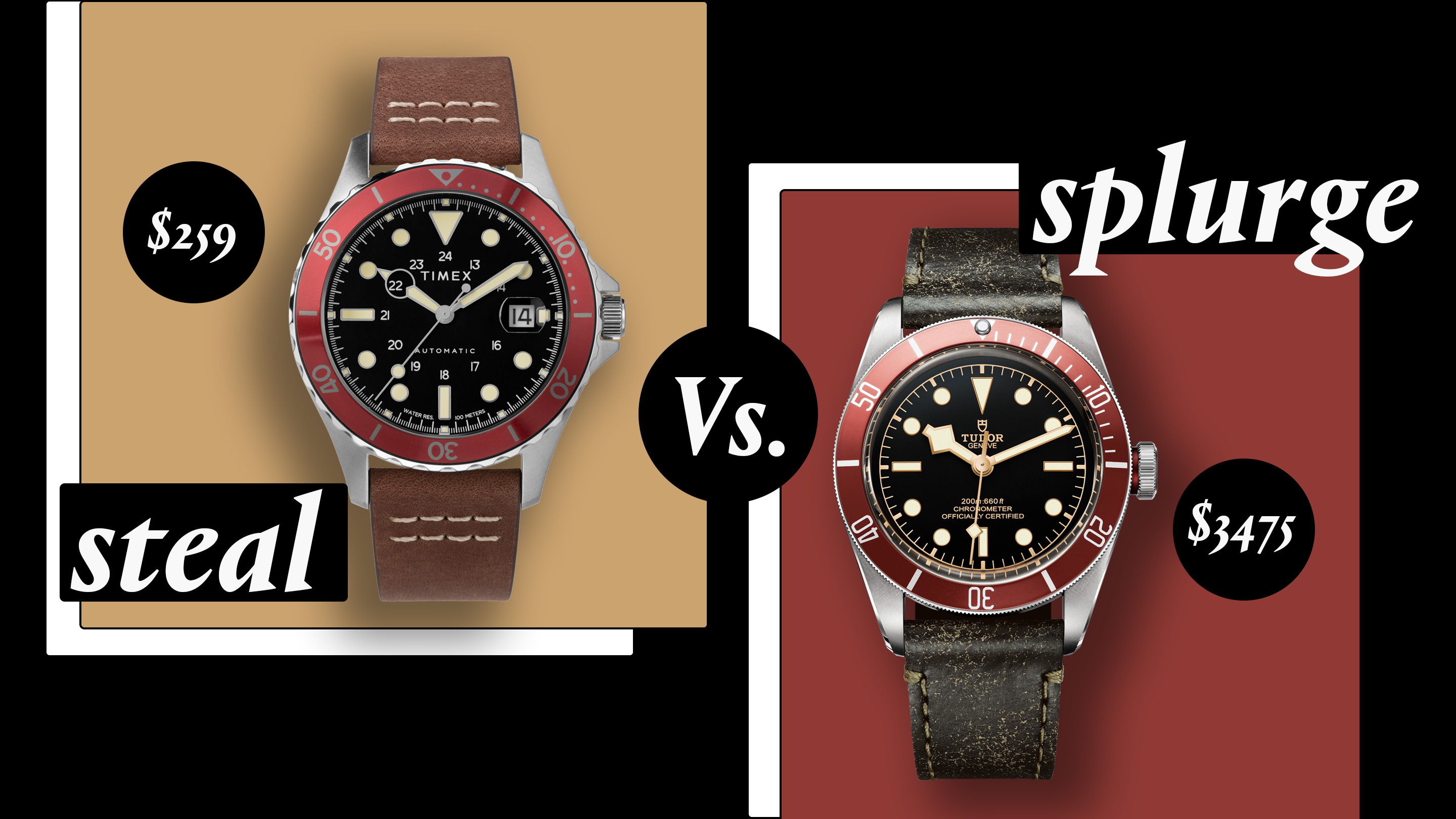 Steal Vs. Splurge: 赤いベゼルと黒い文字盤を備えた腕時計たち 