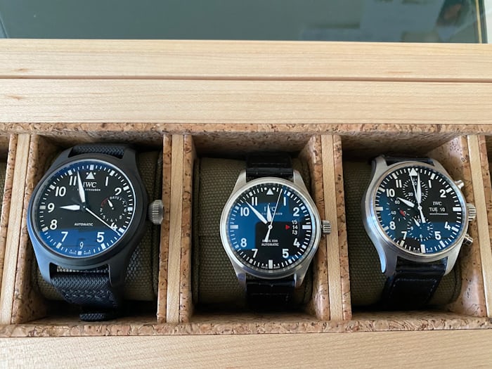 IWC Pilot watches in a display