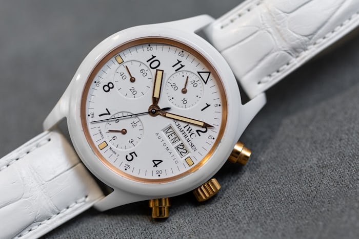 A white IWC watch