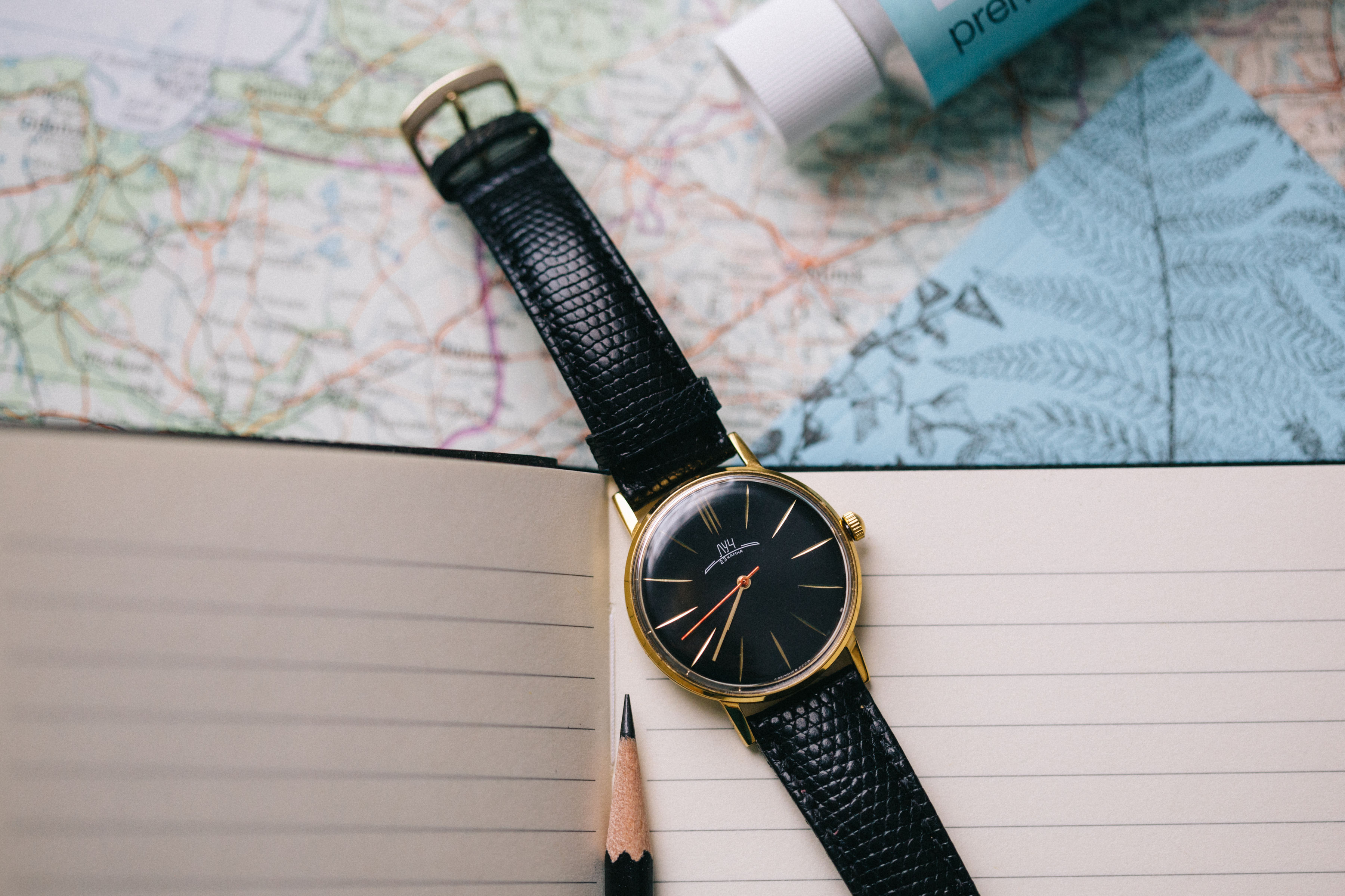 watch on a black strap 