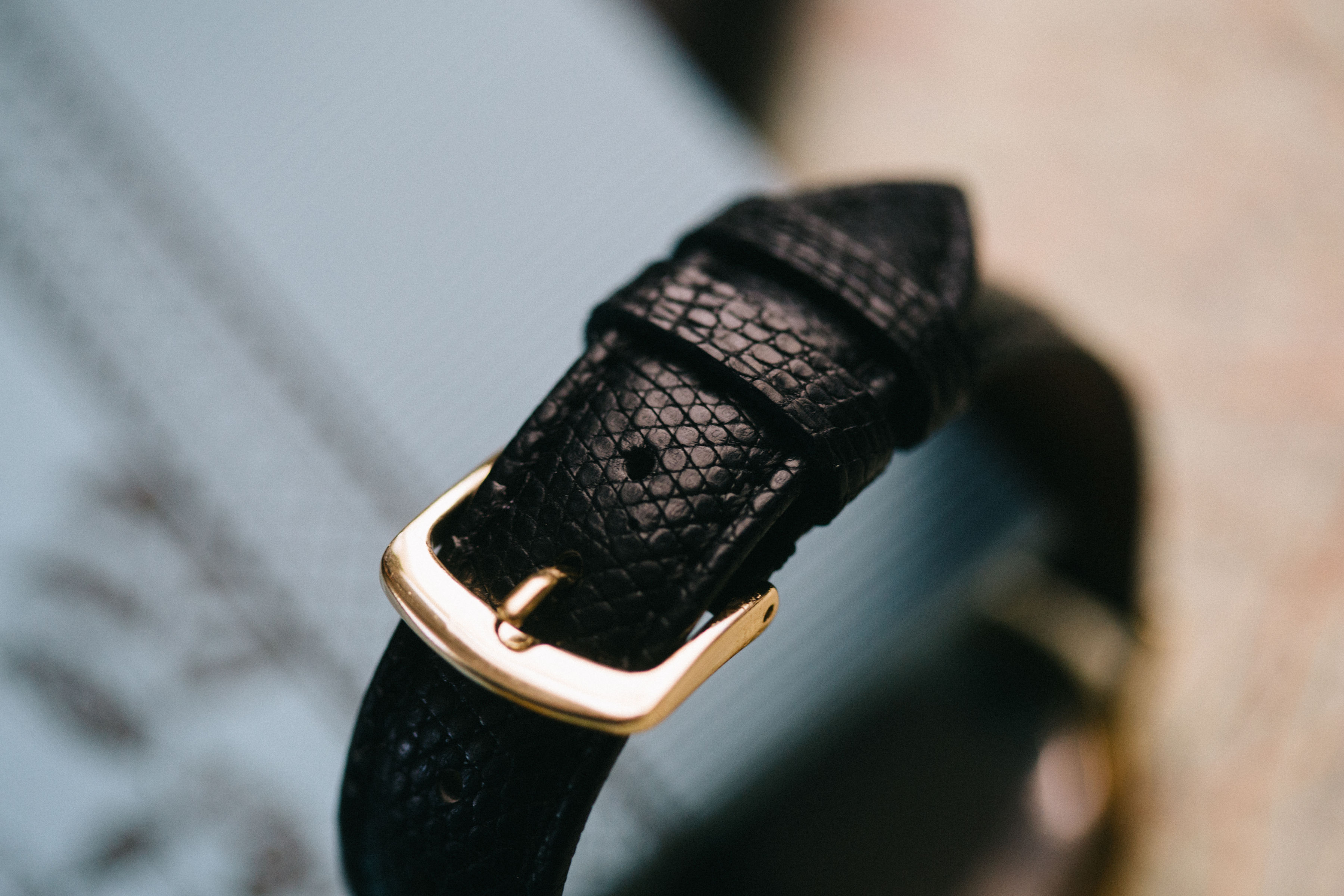 A black lizard watch strap 