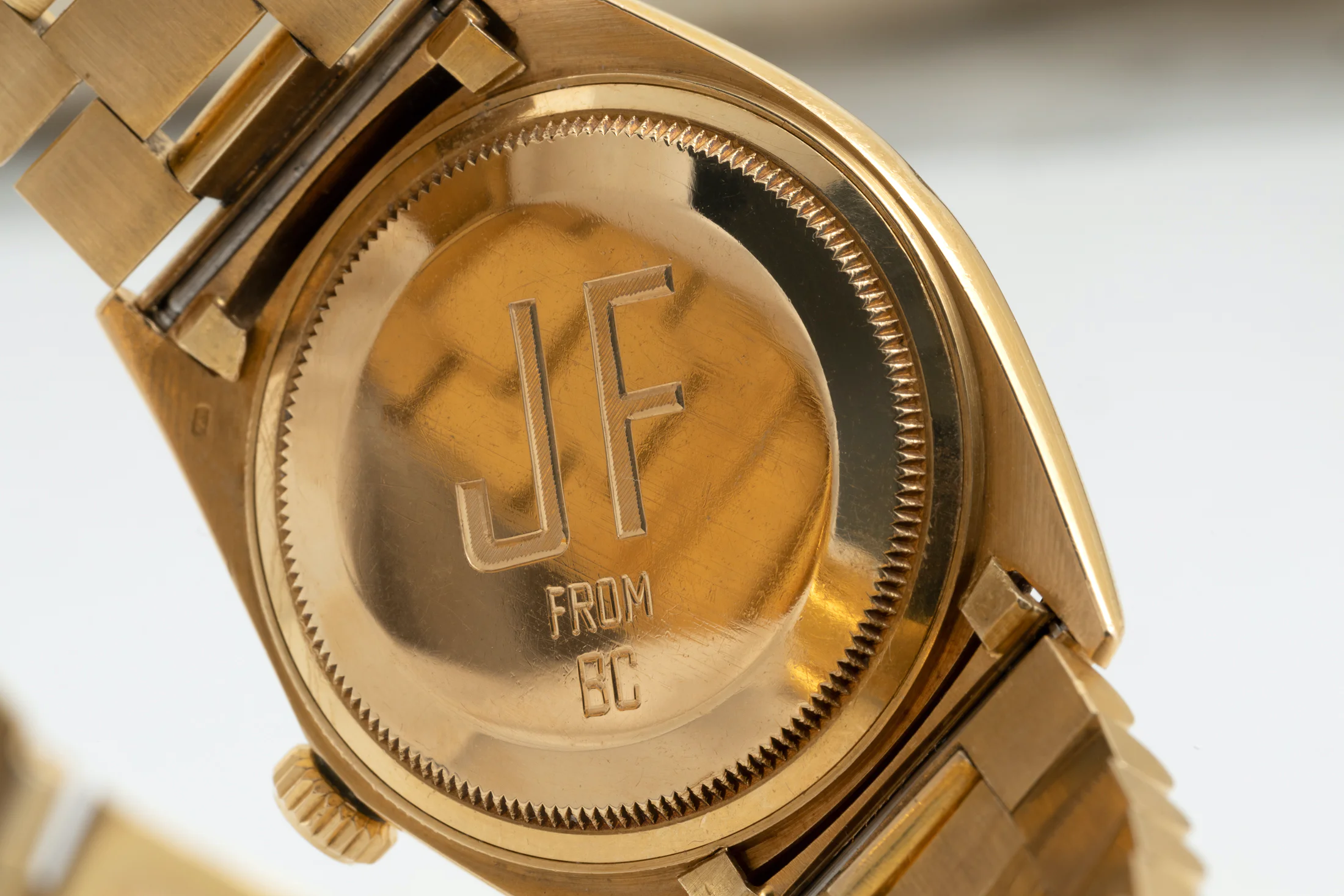 Jack Forster's Day-Date with hand-engraving, a gift from the author.