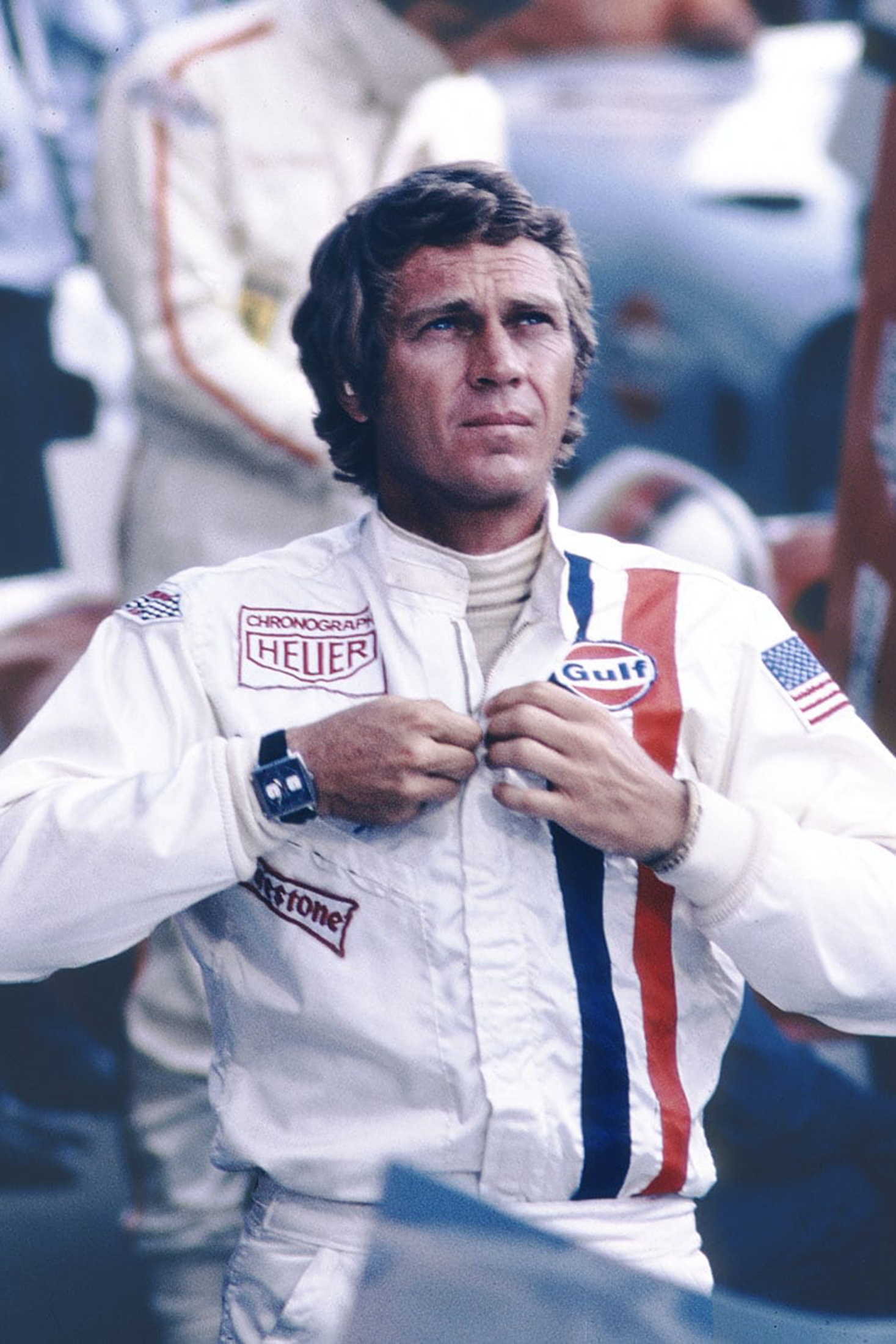 Steve McQueen in a white jumpsuit