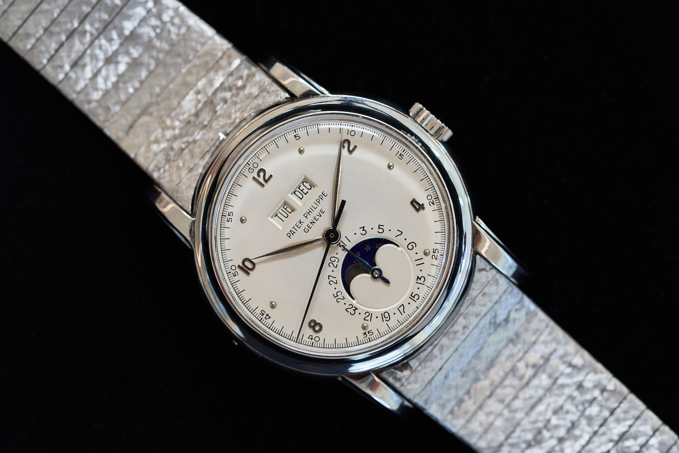 White gold Patek Philippe ref. 2497 with correct original bracelet, Phillips Geneva Watch Auction XIV