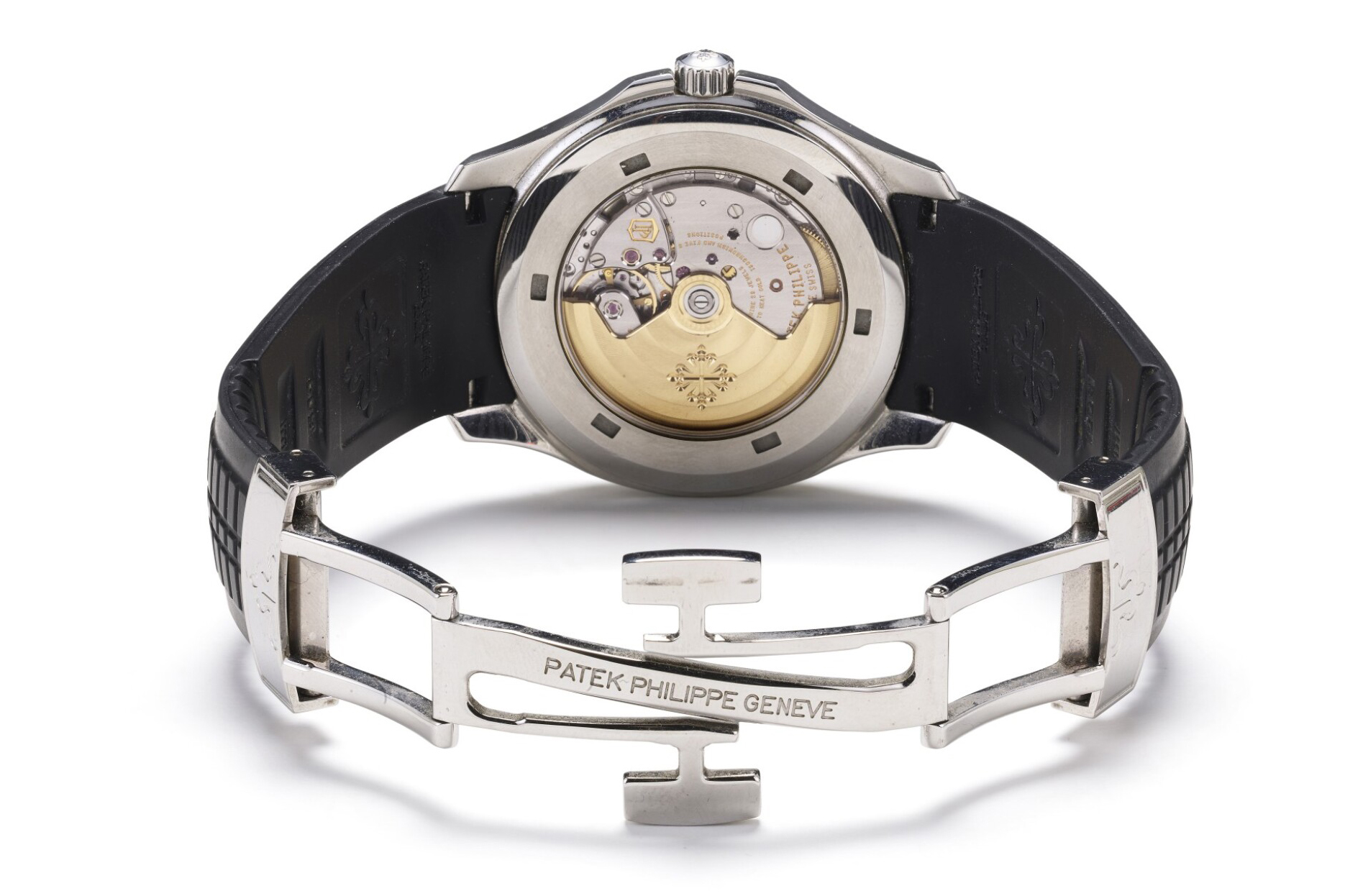 The Patek Philippe Aquanaut 5167A caseback and clasp
