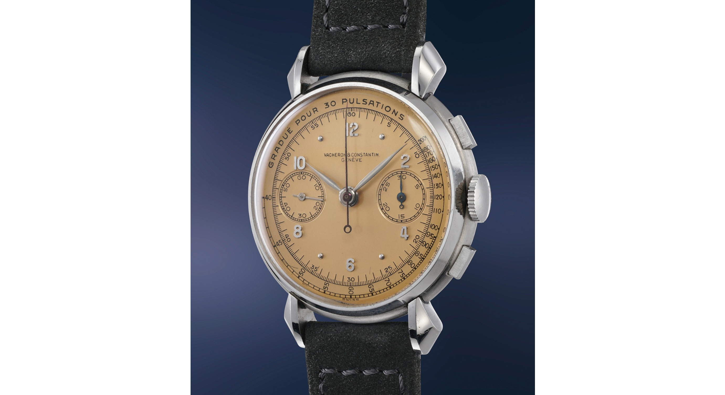 Vacheron Constantin watch on blue background