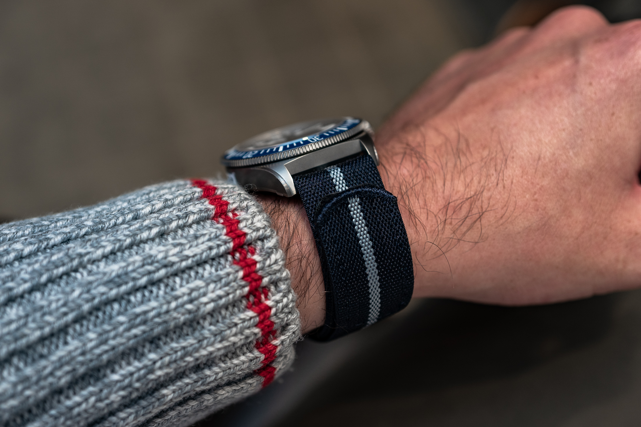 The FXD on the author's wrist, showing it's case profile. 