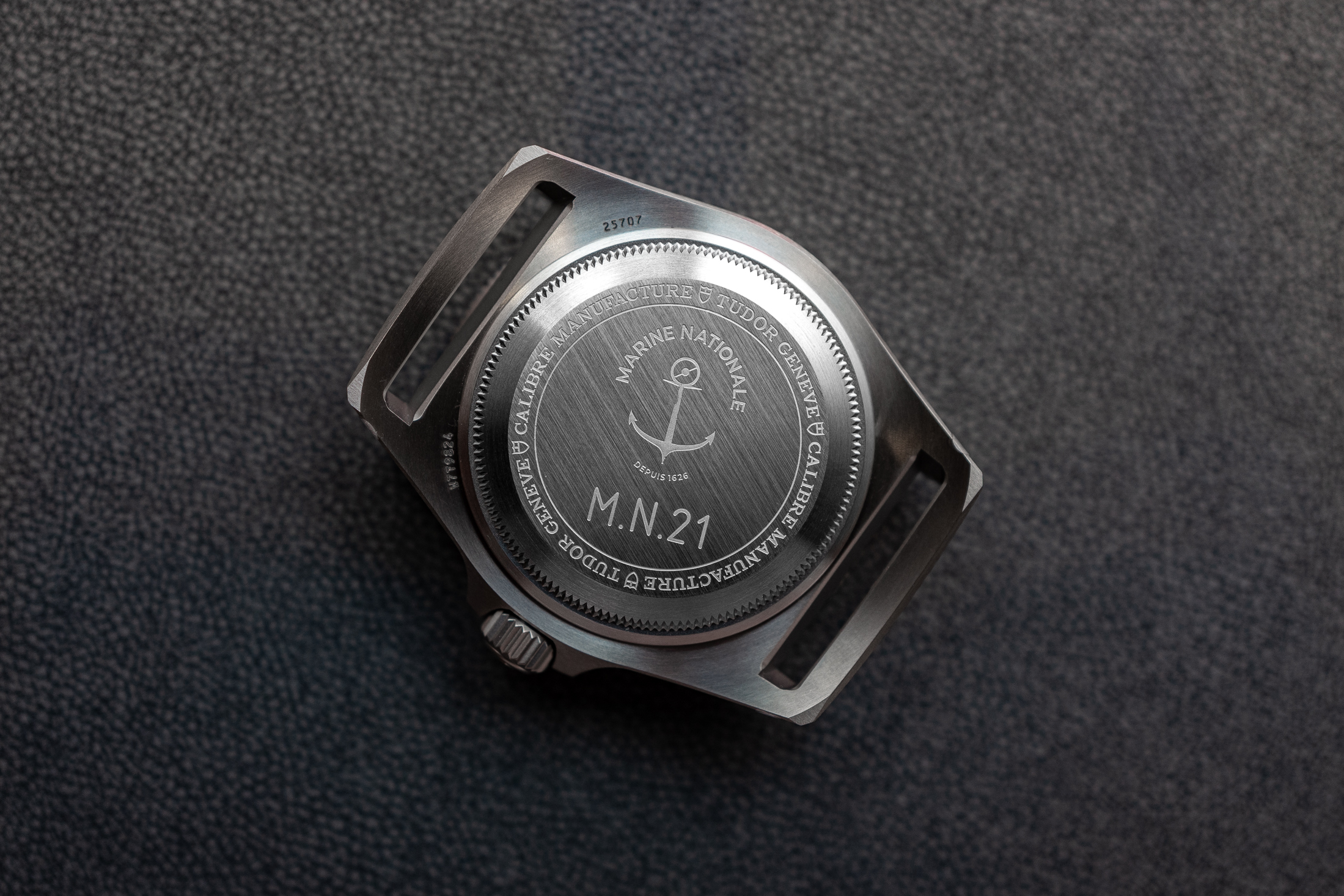 The case back of the Pelagos FXD. 