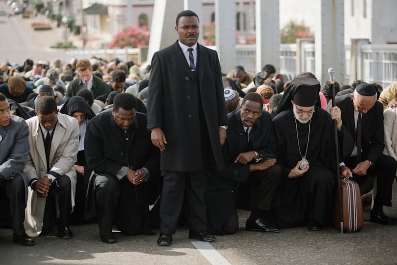 King (Oyelowo) standing tall in front of his fellow marchers, with the gold Datejust peeking out from under his dark coat and suit sleeve in Selma.