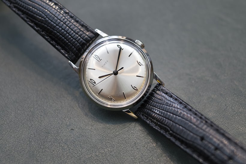 A Timex Marlin watch on a dark strap 