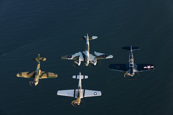 Four warbirds in formation