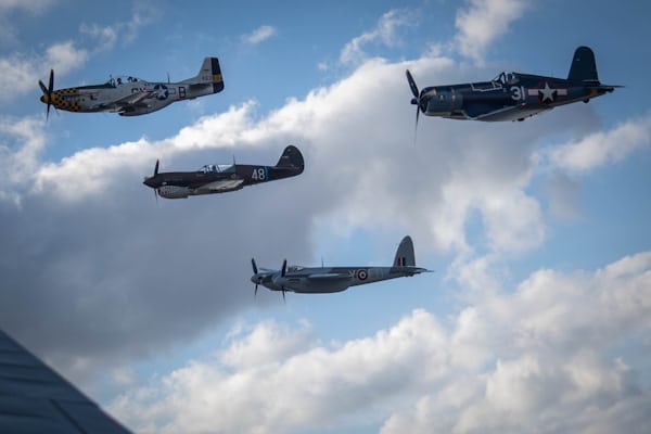 Four warbirds in formation