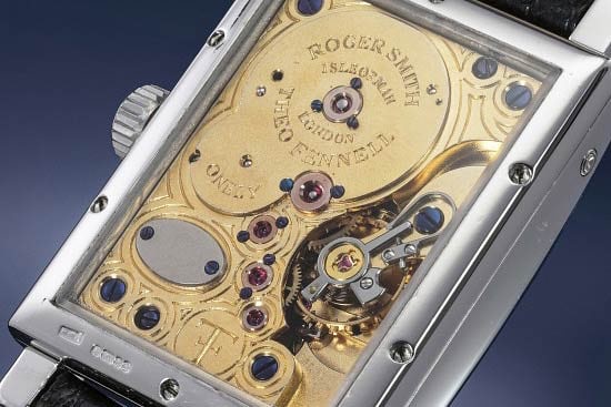 caseback of rectangular watch