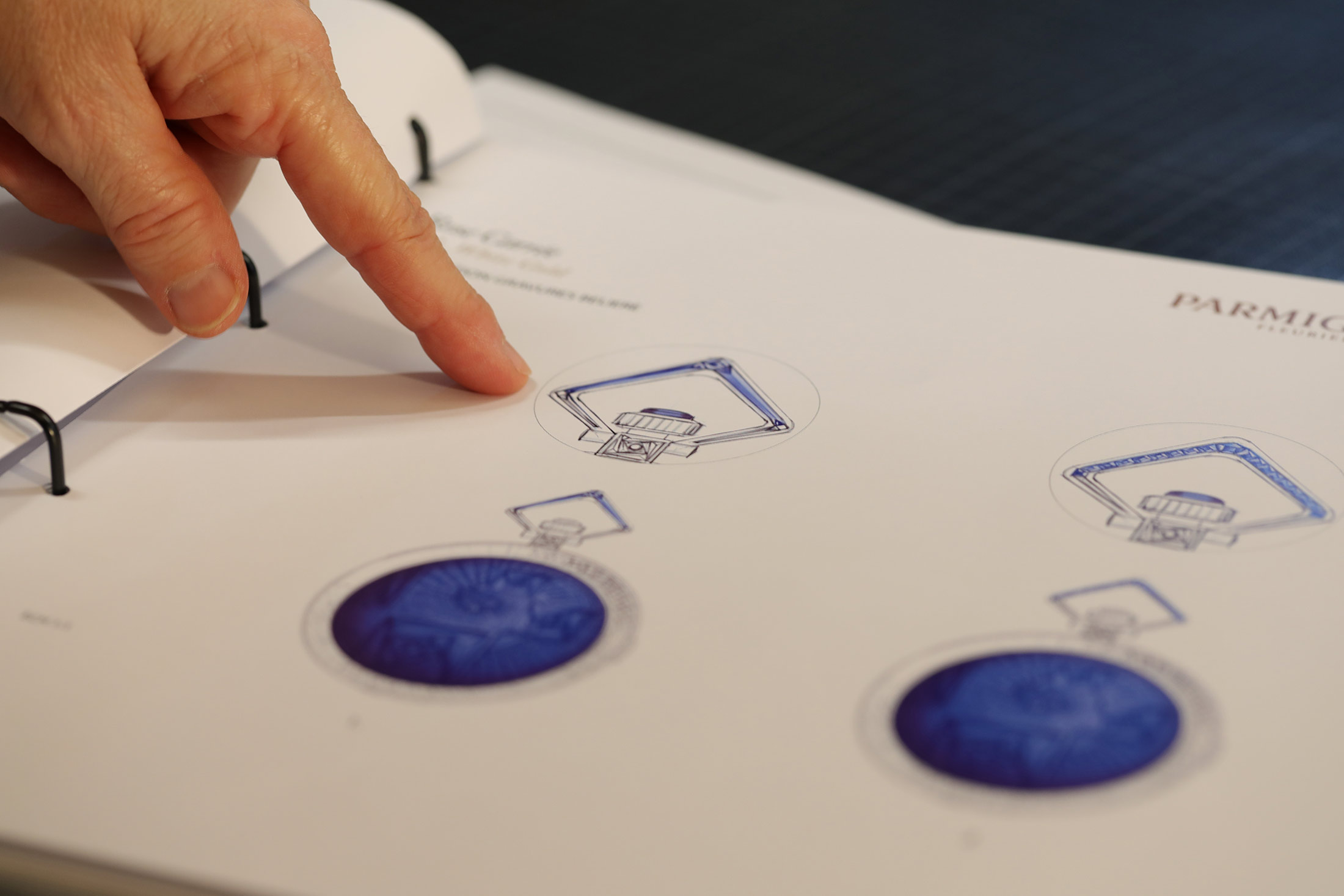 Colored design drawings, La Rose Carrée pocket watch