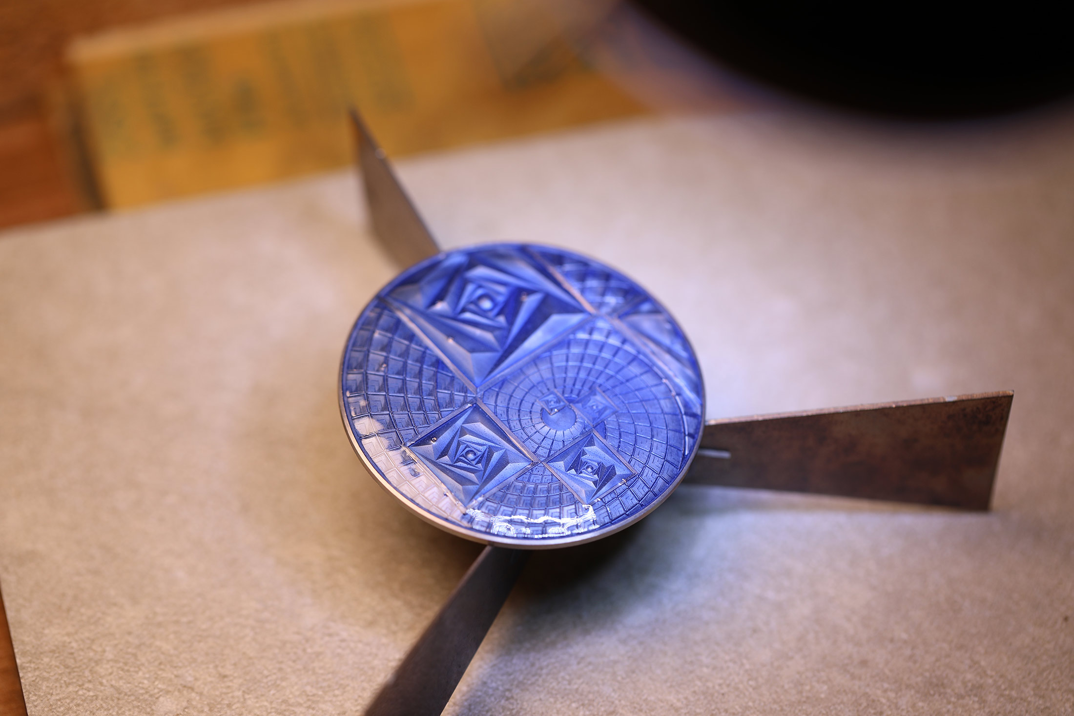 Finished enamel cover, La Rose Carrée pocket watch