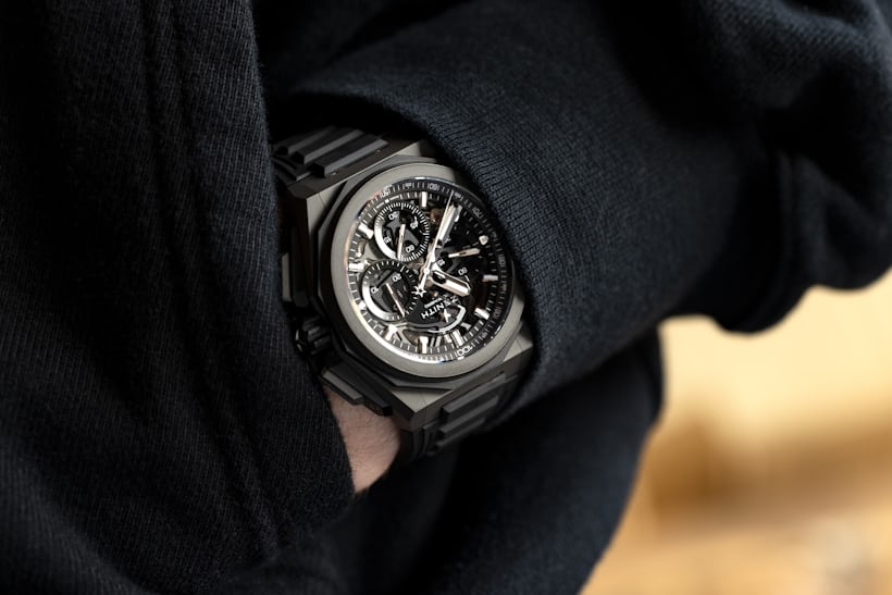 A wrist shot of the Zenith Defy Extreme. 