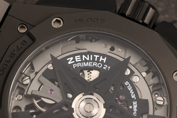 A macro shot of the Zenith Defy Extreme movement