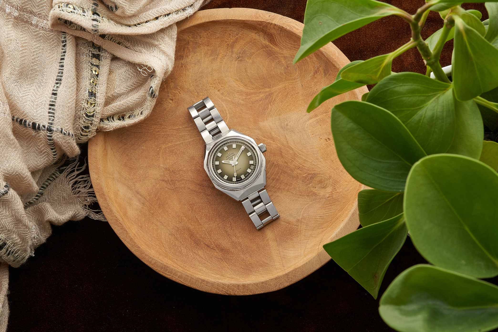 A lifestyle image of a vintage Zenith Defy. 