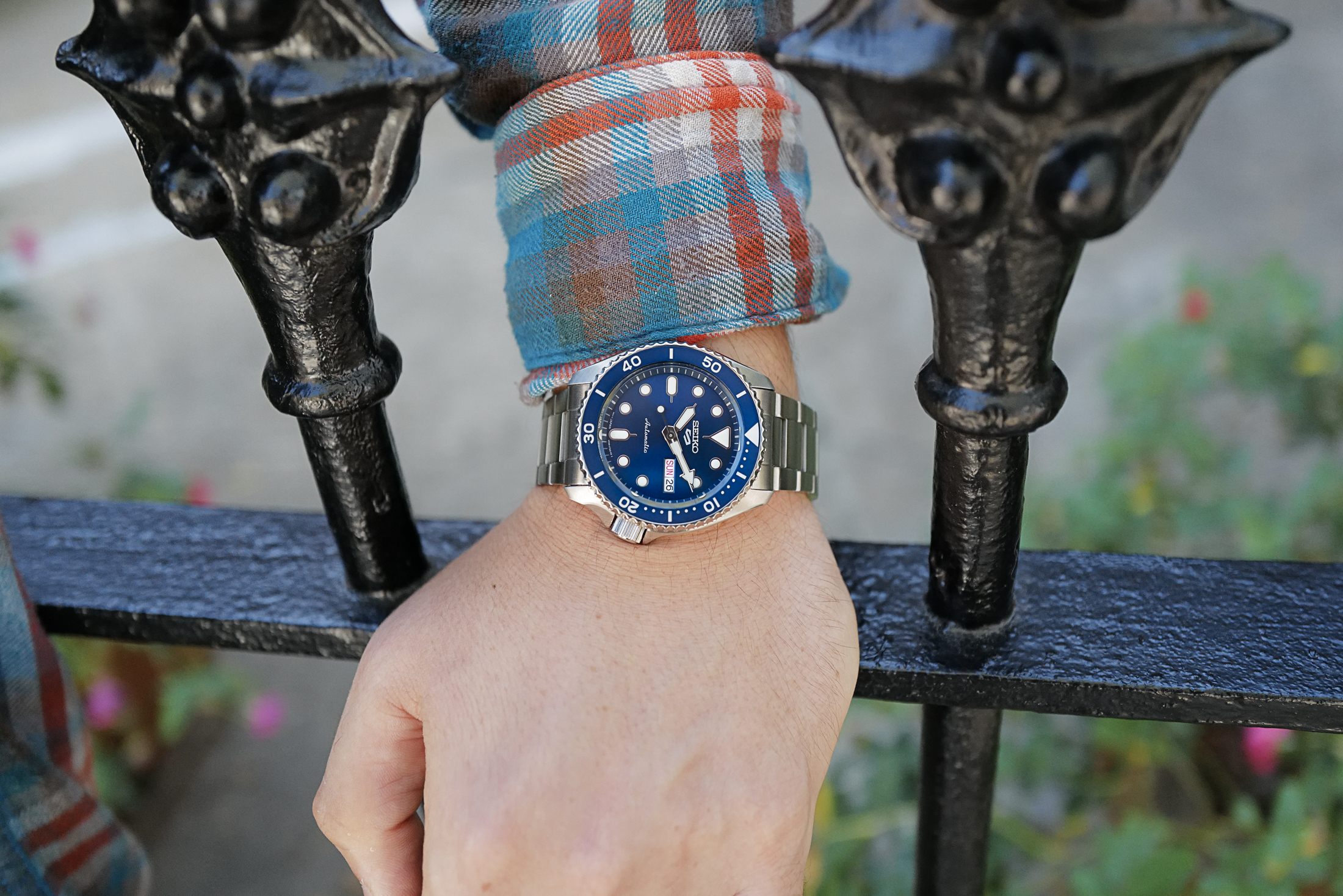 Seiko 5 Sports SRPD87 on wrist