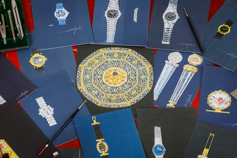 An assortment of watch sketches by Gerald Genta. 