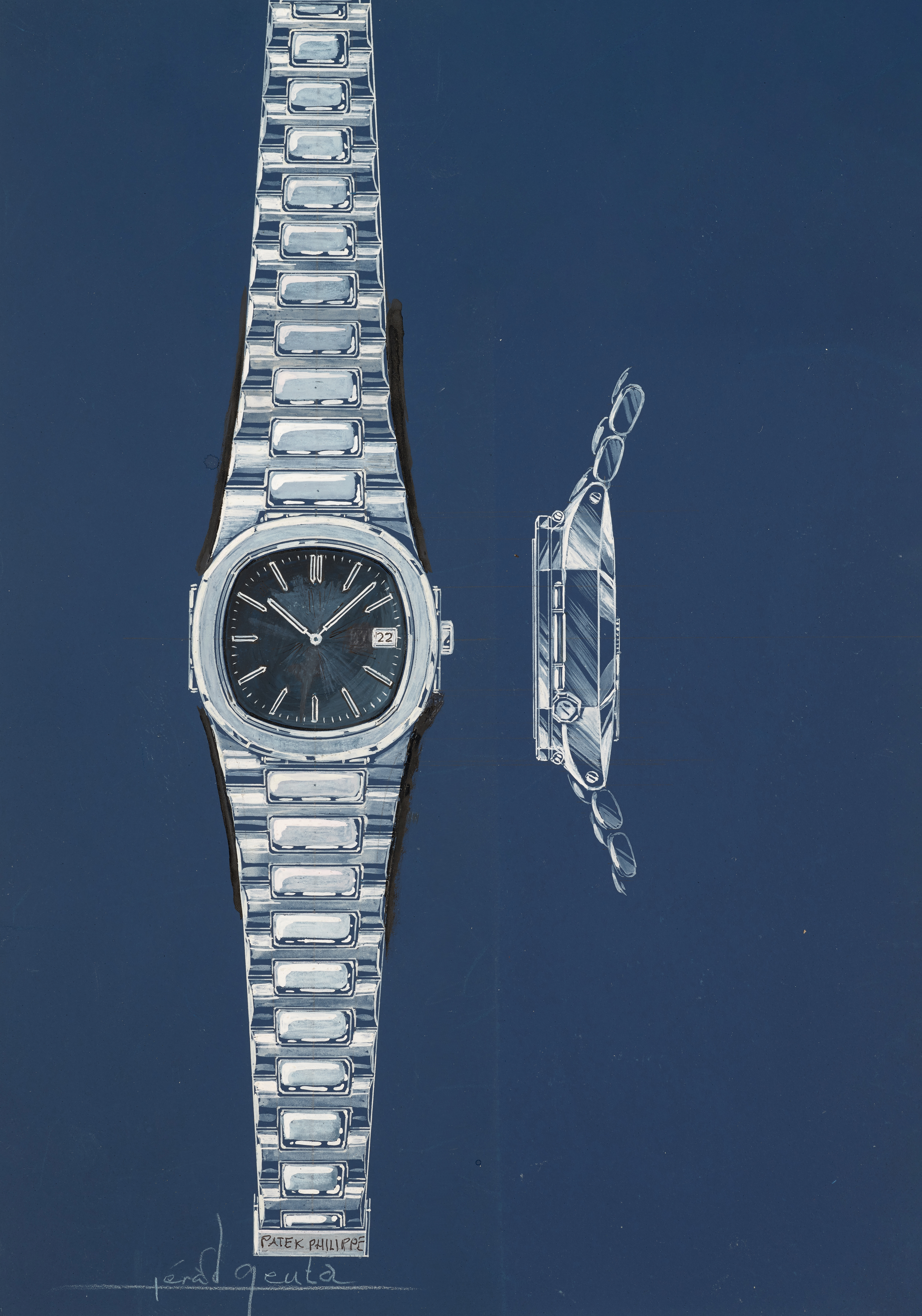A sketch of the Patek Philippe Nautilus by Gerald Genta
