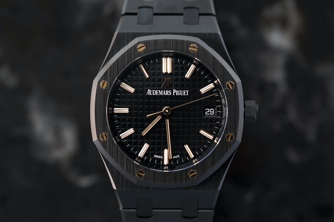 Audemars Piguet watch on a black background