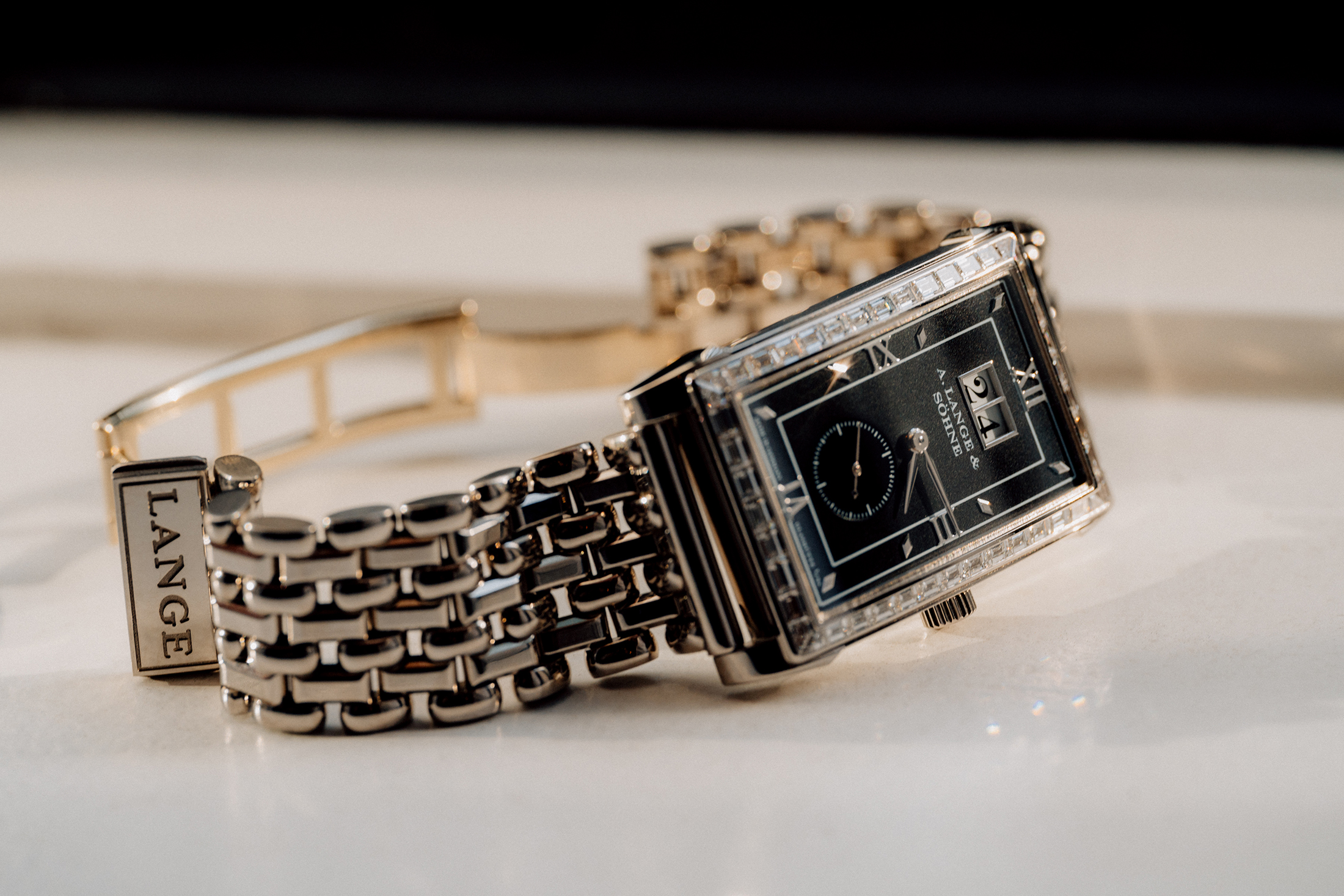 A white gold Lange watch 