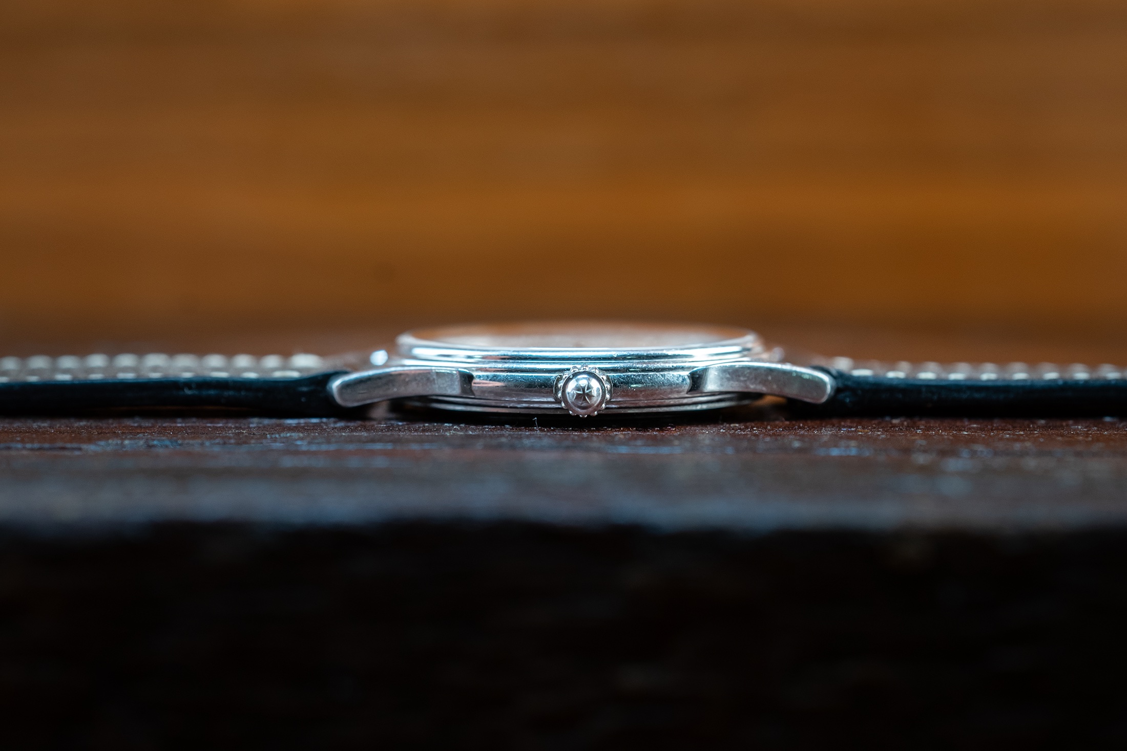 A side profile shot of a Vacheron Constantin dress watch.