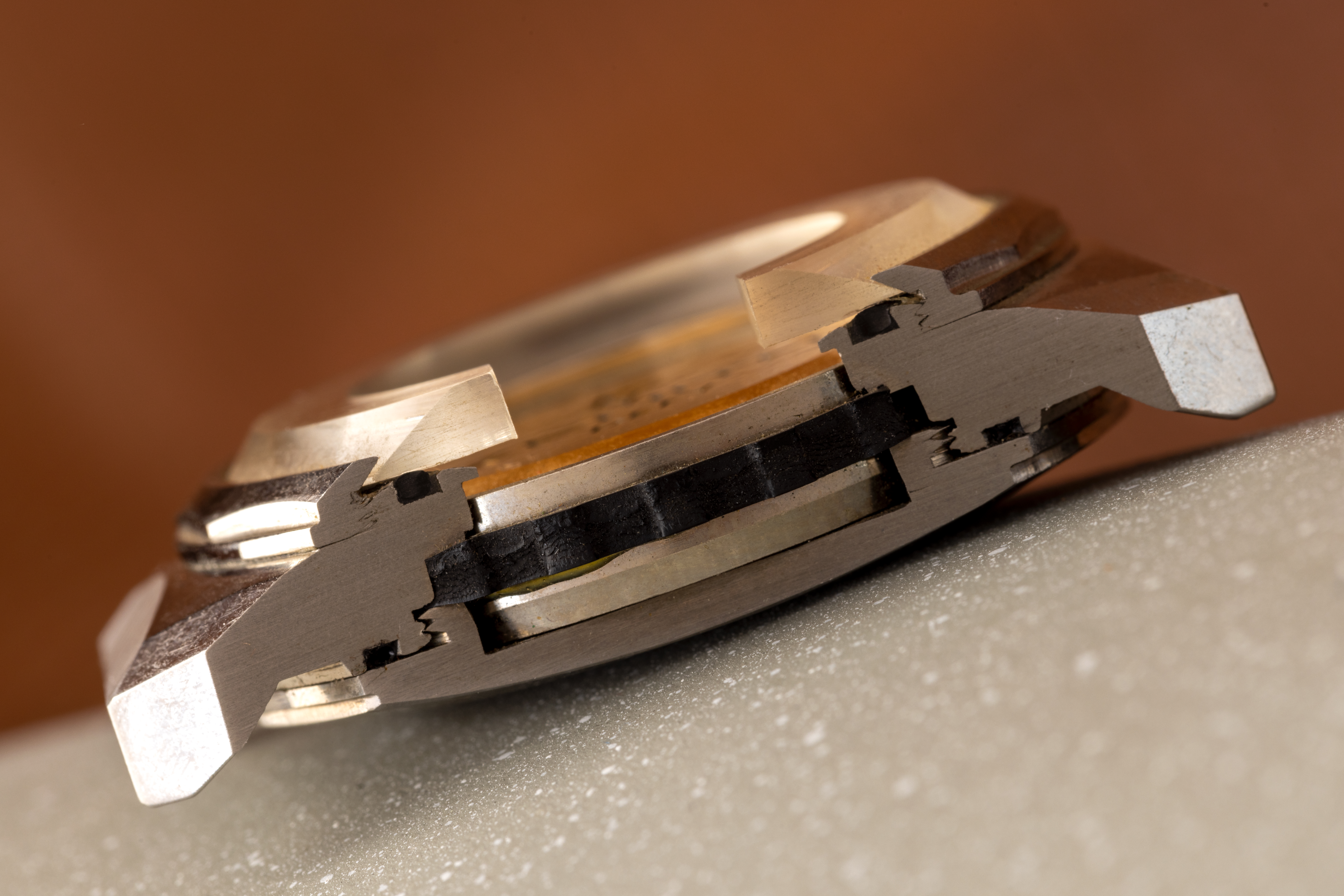 You can see the original construction, including the suspension system in the middle of the watch that protected the movement from shocks. 