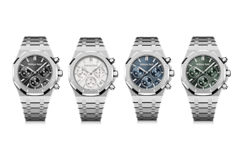 All four of the new 41mm Royal Oak Chronographs in steel. 