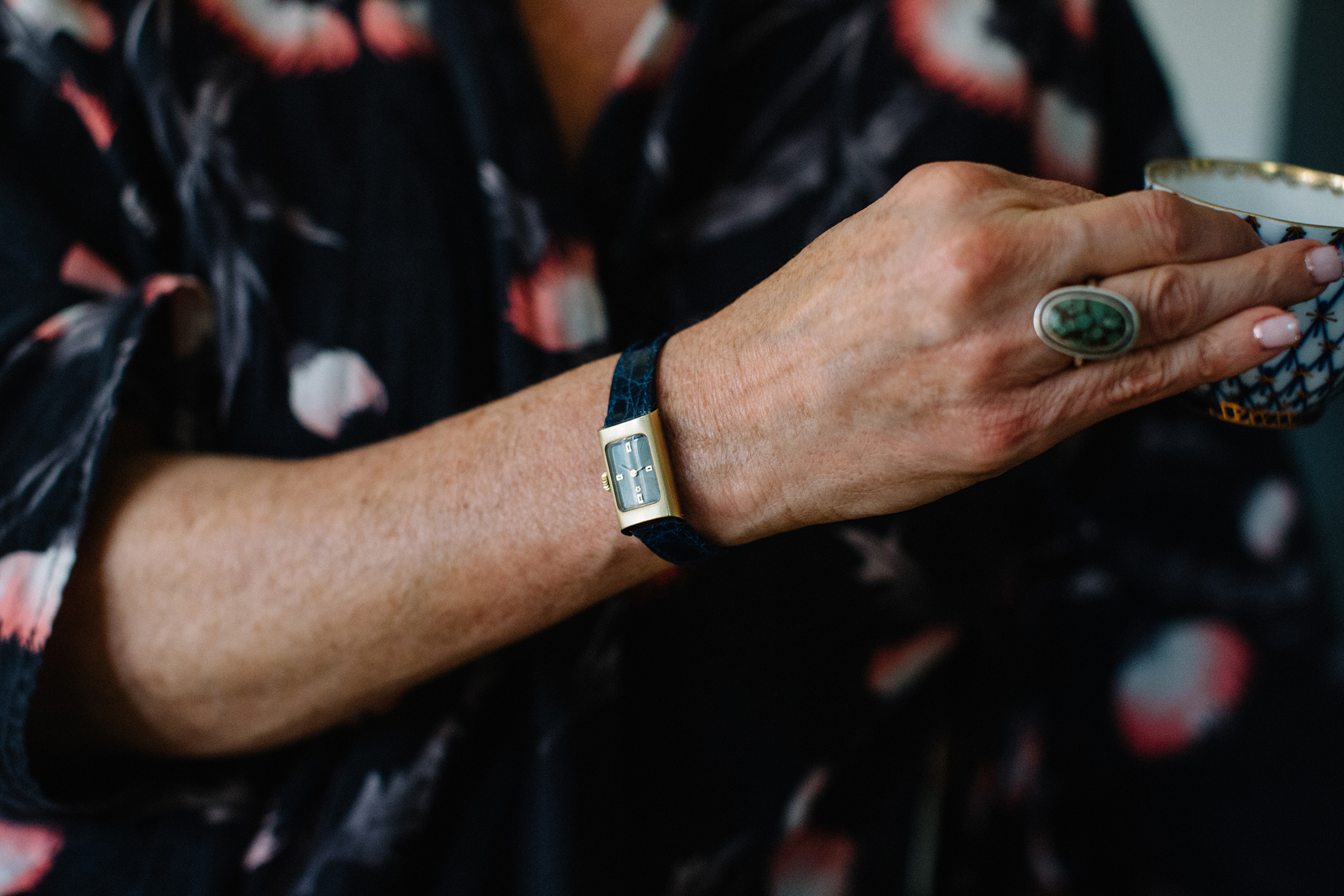 An Omega De Ville on the writer's wrist