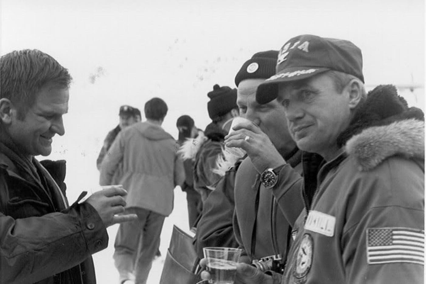 US Navy helicopter crewman, wearing a Seiko 6105, in McMurdo Sound, Antarctica, 1979.