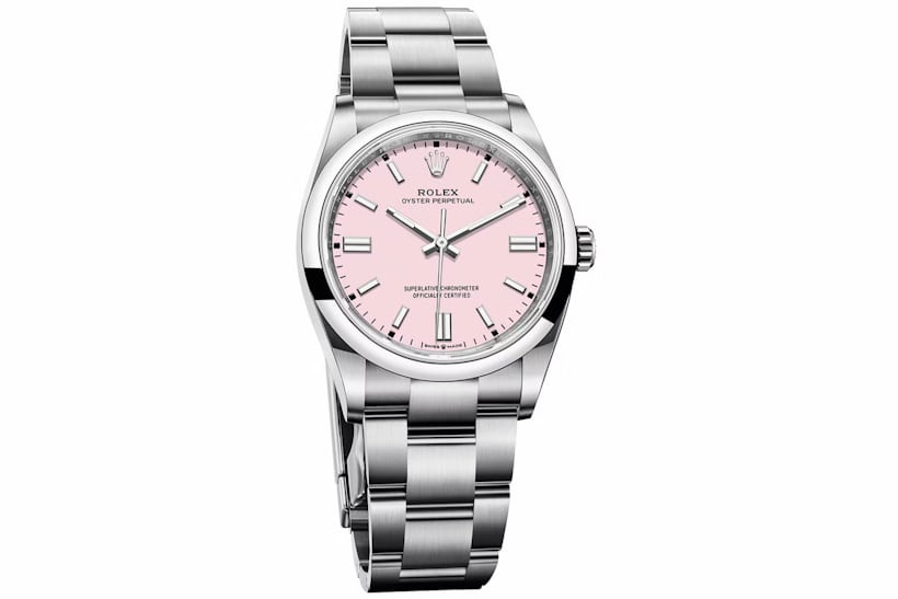 A Rolex Oyster Perpetual with pink dial