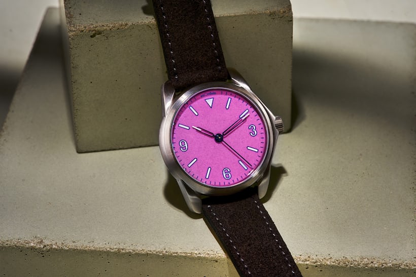 An anOrdain pink dial watch 