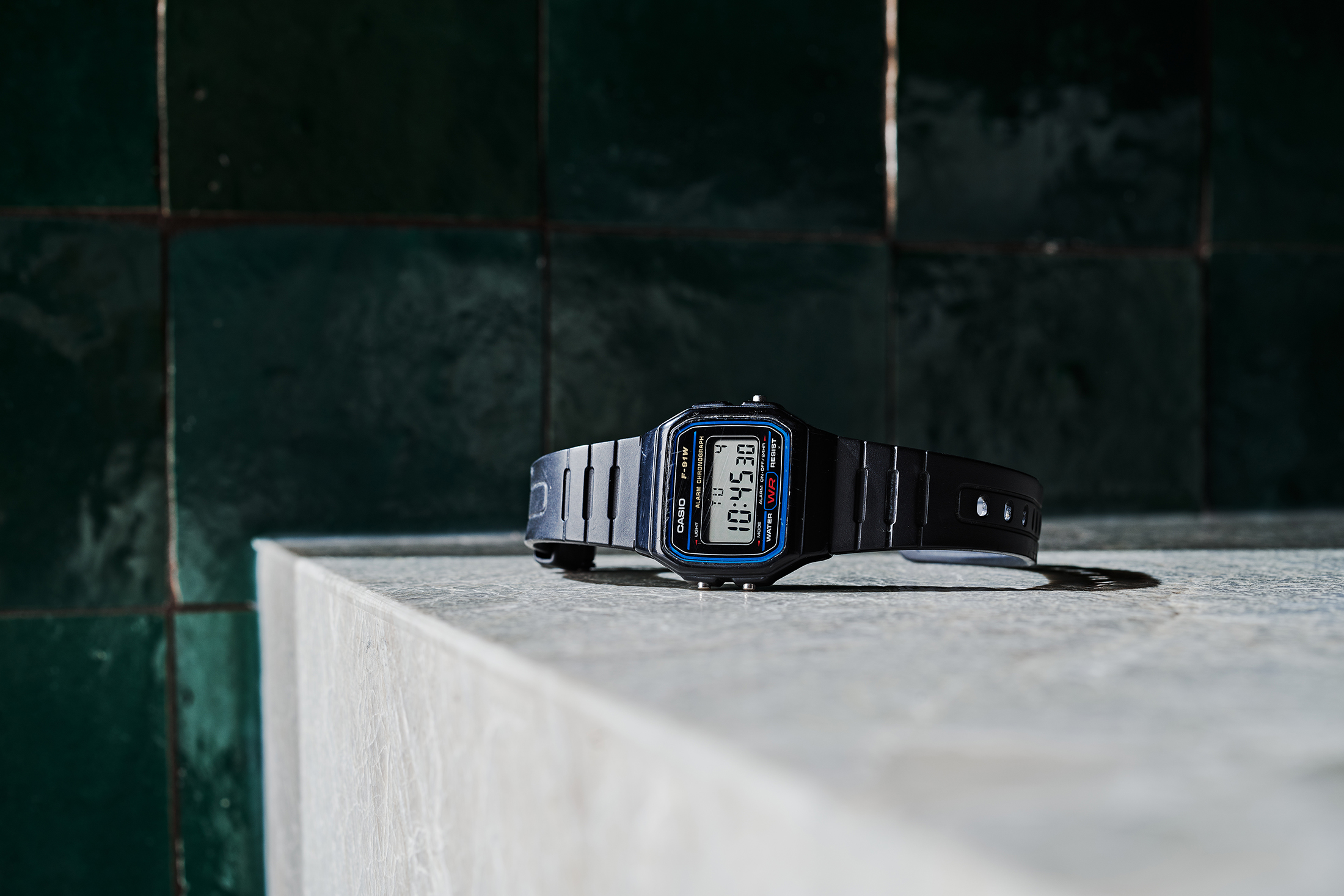 A Casio F-91W watch
