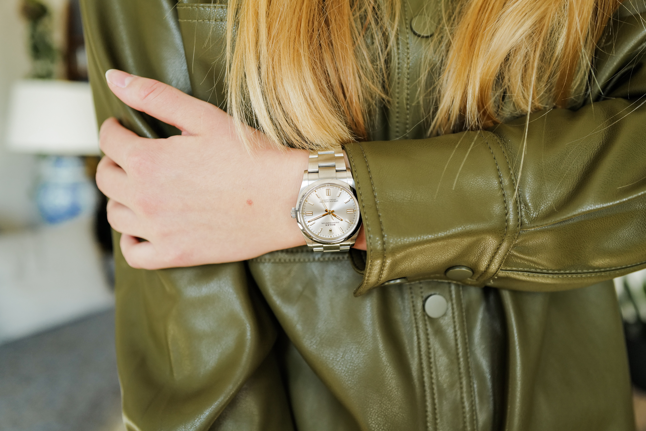 Rolex OP 36 Silver Dial on wrist