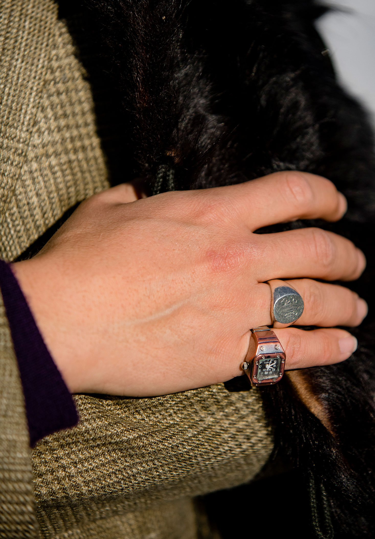 A ring watch and signet ring