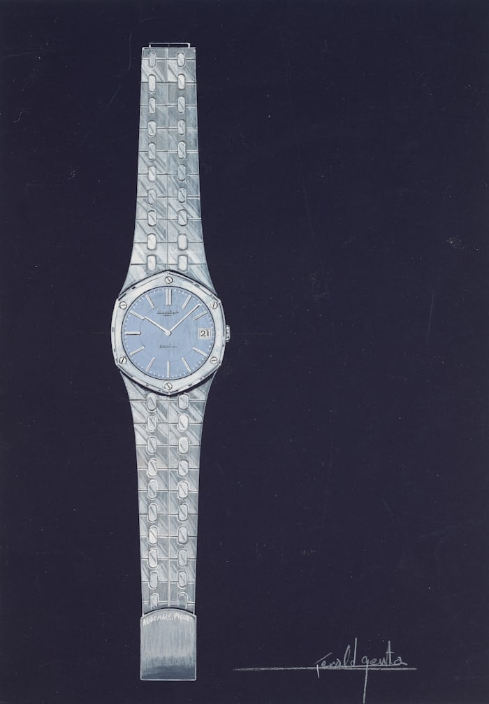 A Royal Oak sketch by Gerald Genta that was auctioned by Sotheby's.