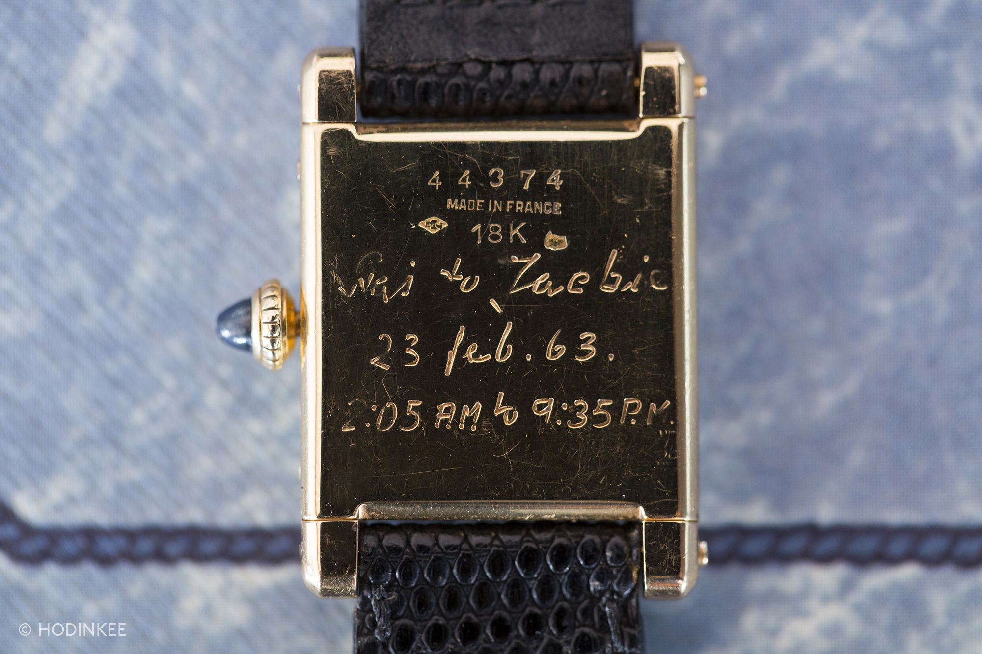 Jackie O Cartier Tank caseback inscription