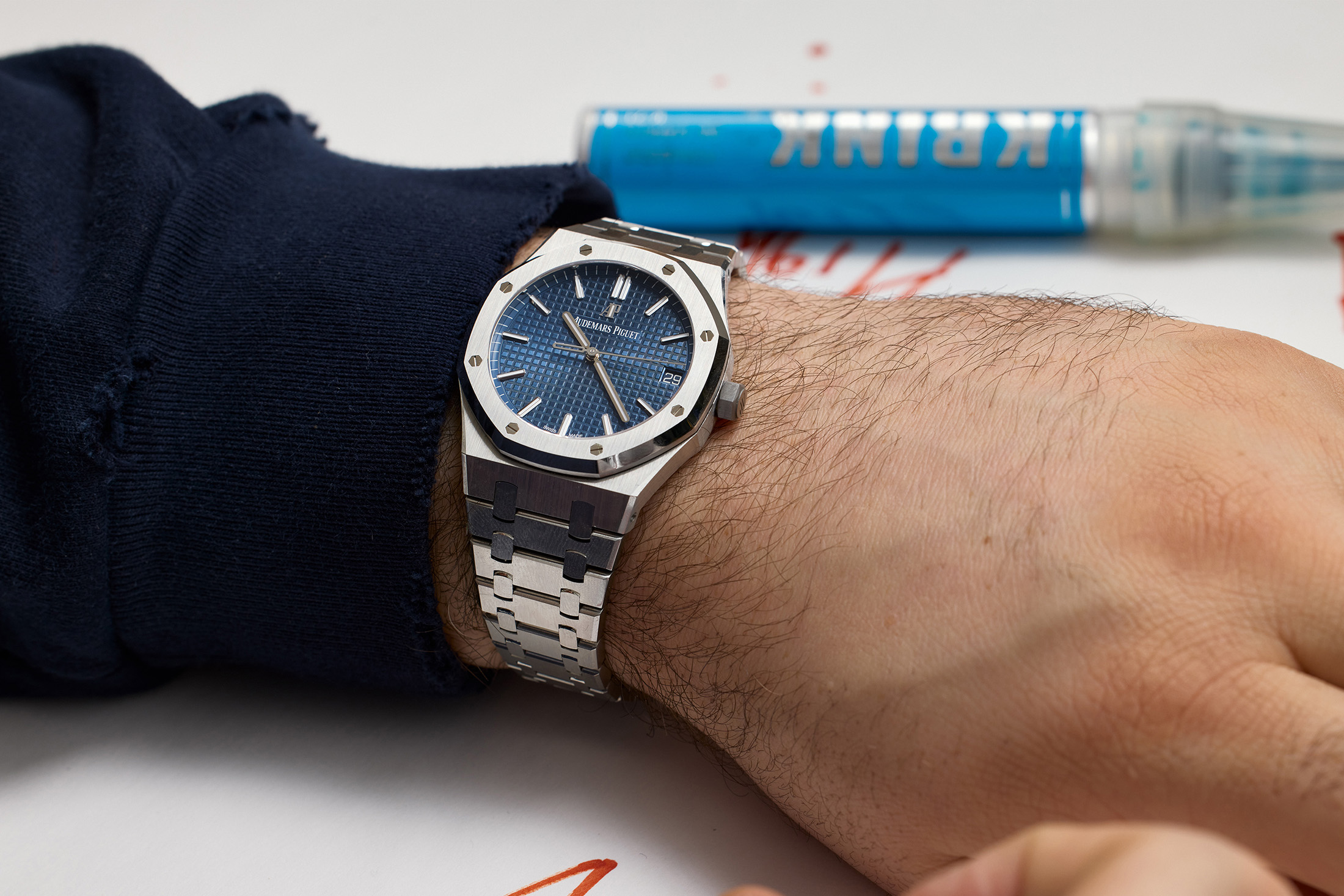 The Audemars Piguet Royal Oak on the wrist