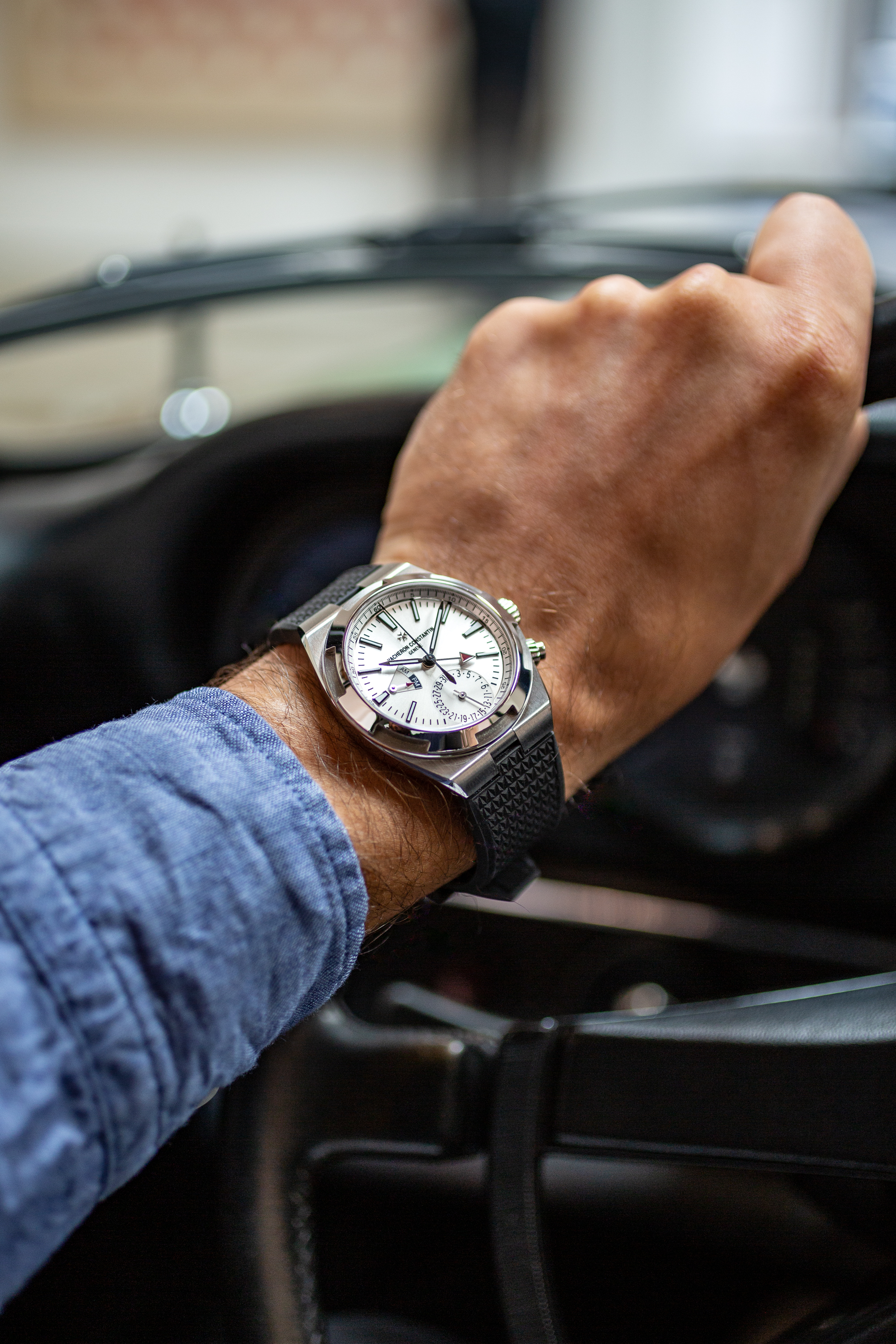 A Vacheron Constantin Overseas Dual Time on the author's wrist. 