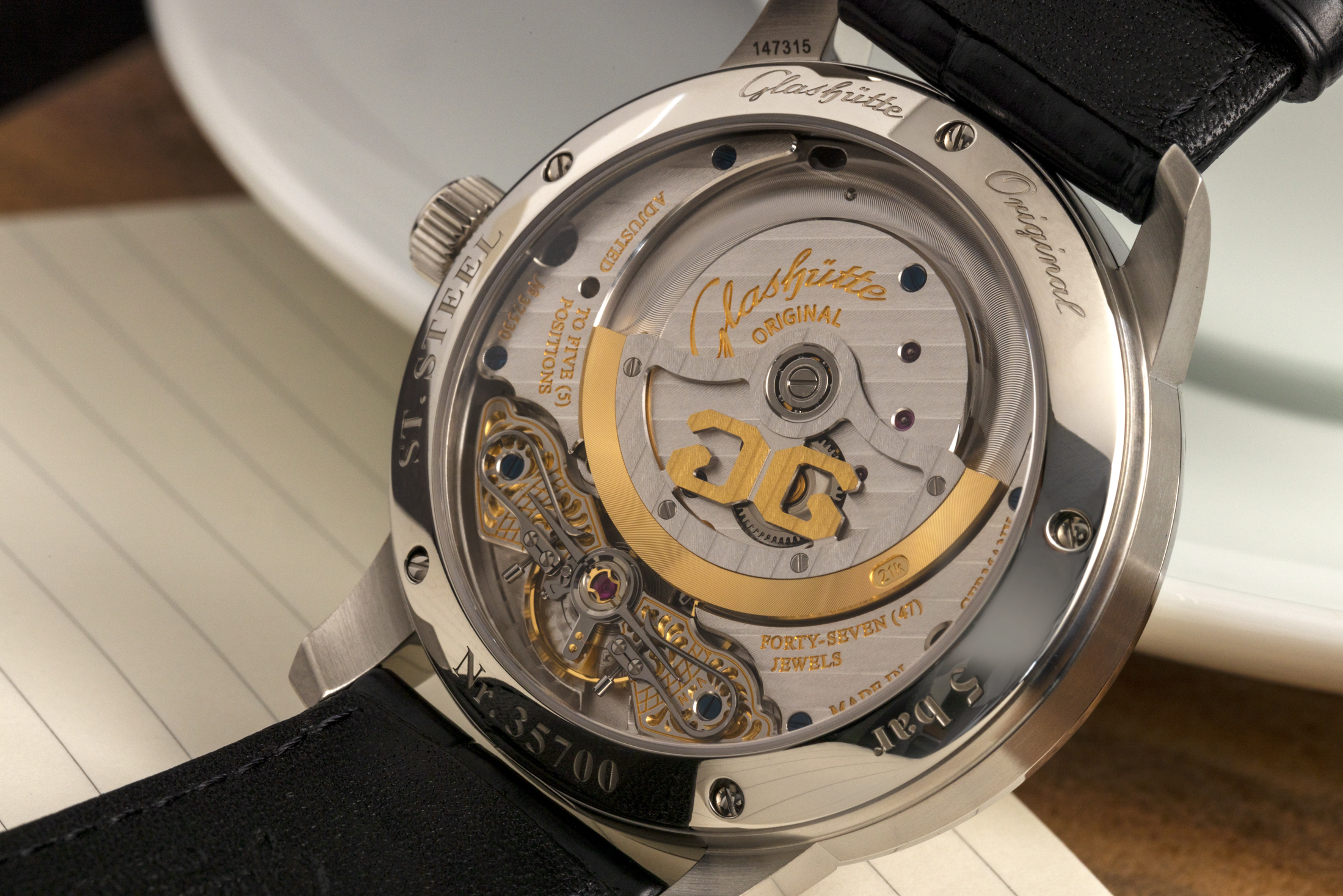 Caseback image of the Glashütte Original PanoMaticLunar ref. 1-90-02-42-32-05