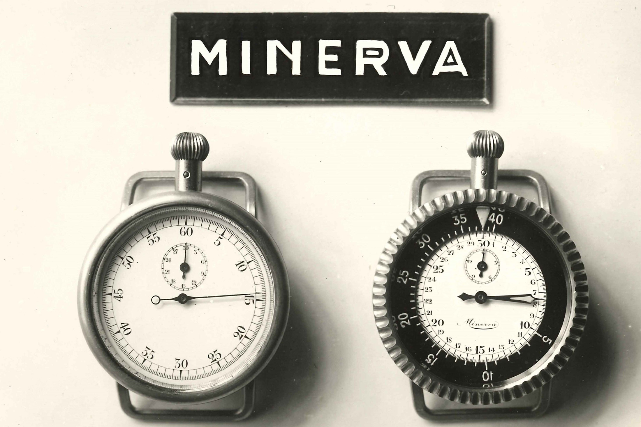 A vintage Minerva chronograph that inspired the new Montblanc 1858 Minerva Red Arrow Monopusher Chronograph.